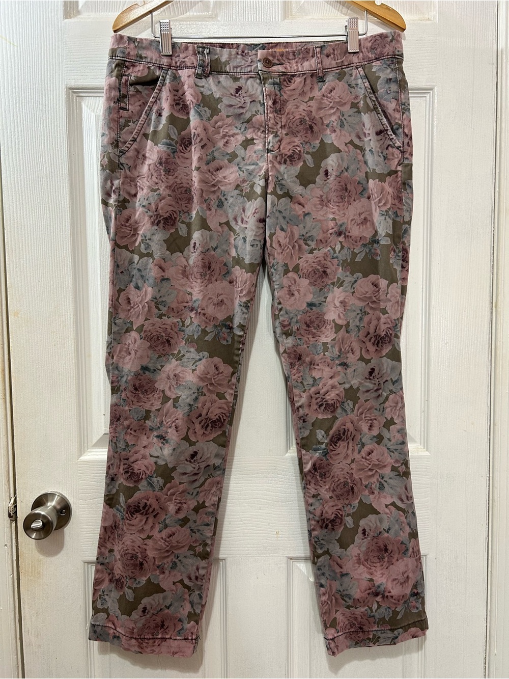 Pilcro and the Letterpress Anthropologie Pants Sz 32 Hyphen Fit Rose Floral Prin